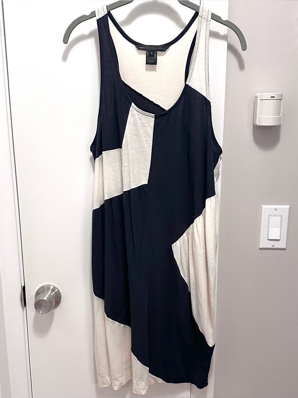 Marc by Marc Jacobs Abstract Geometric Navy Blue Cream Shift Mini Tank Dress M